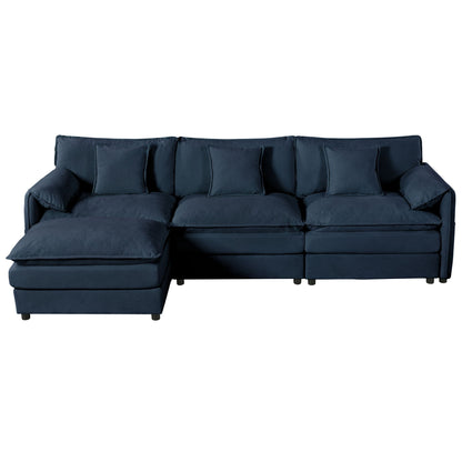 Modern Comfy Deep Seat Modular Sectional Sofa Cloud Couch With Ottoman, blue by HouseOfZazla on Tampa Home & Garden Store