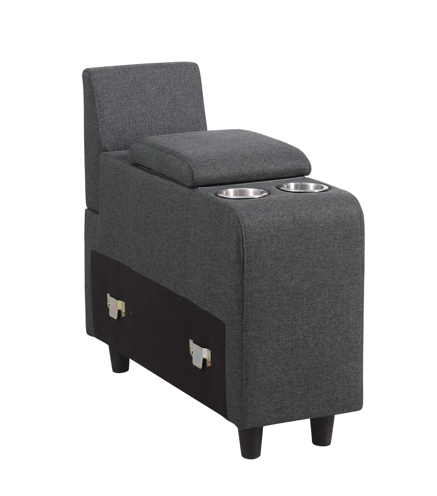 Tina 8 Piece Upholstered Sectional With Ottoman in dark gray fabric, cup holders, 2-piece set on Tampa Home & Garden Store