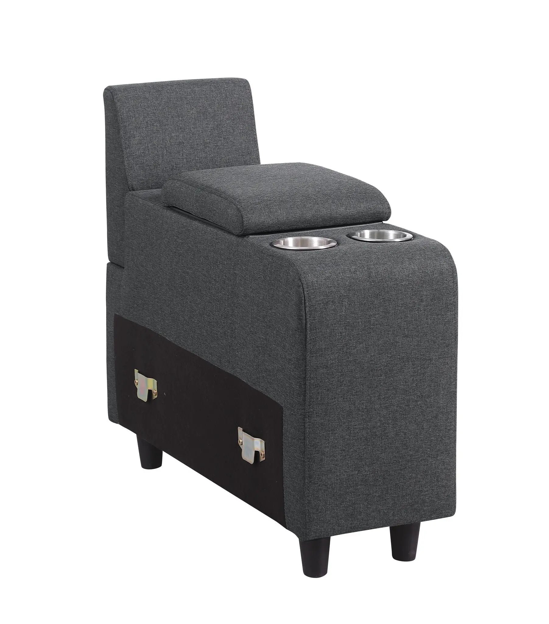 Tina 8 Piece Upholstered Sectional With Ottoman in dark gray fabric, cup holders, 2-piece set on Tampa Home & Garden Store