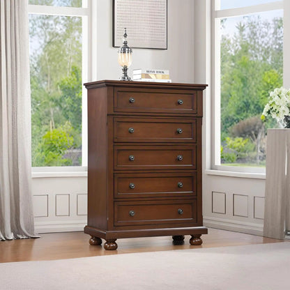 Meade Chest in dark wood with 7 drawers and bun feet Unique Piece on Tampa Home & Garden Store