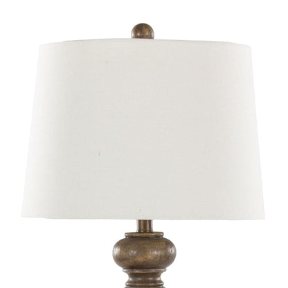 Peppa Contemporary Table Lamp set of 2 with beige shade and brown wooden base by HouseOfZazla on Tampa Home & Garden Store