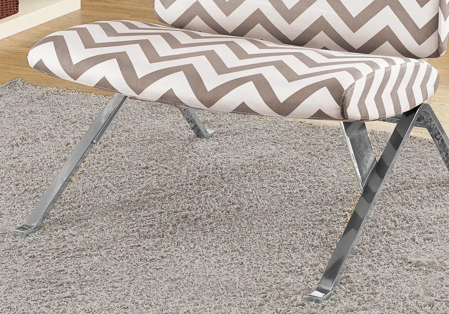 Armless fabric accent chair with chevron upholstery and metal legs Unique Piece Furniture on Tampa Home & Garden Store