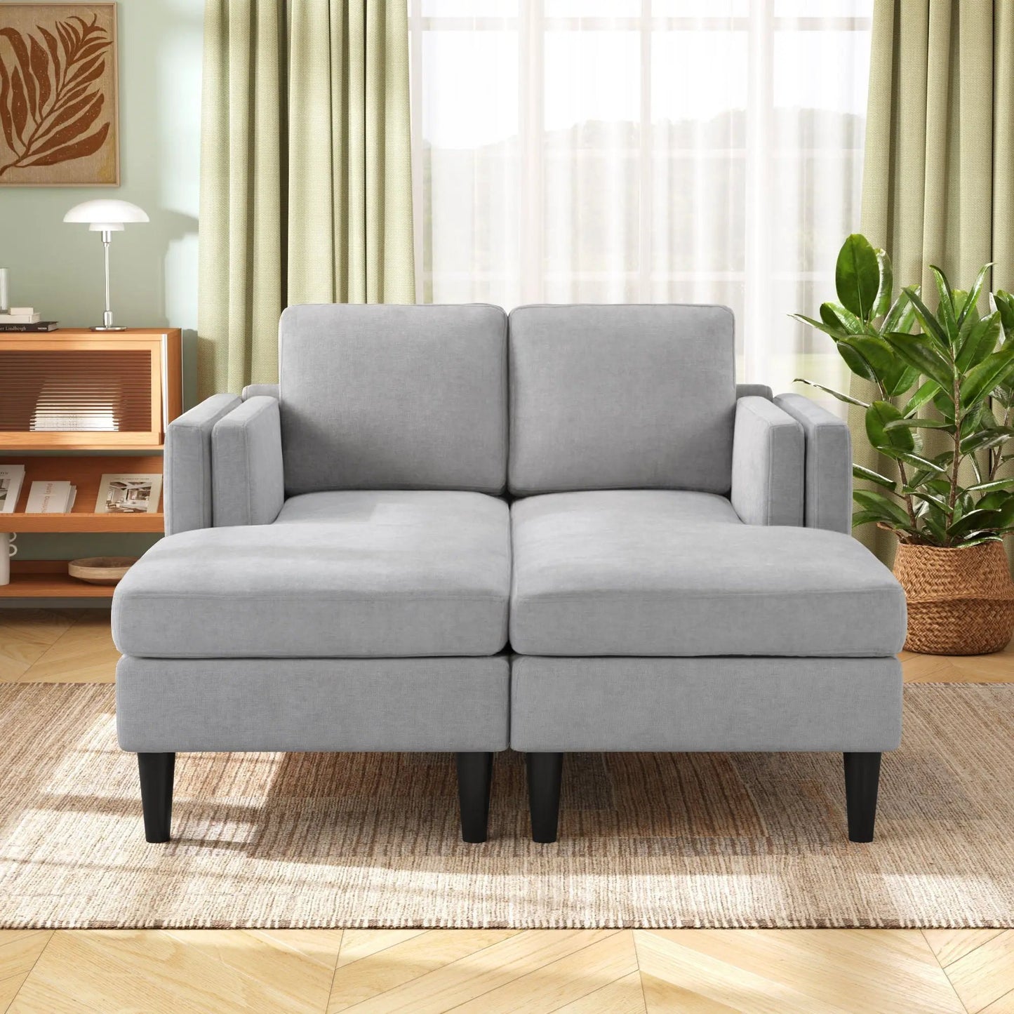 Chaise Lounge Sofa Bed With Dual Layer Armrests