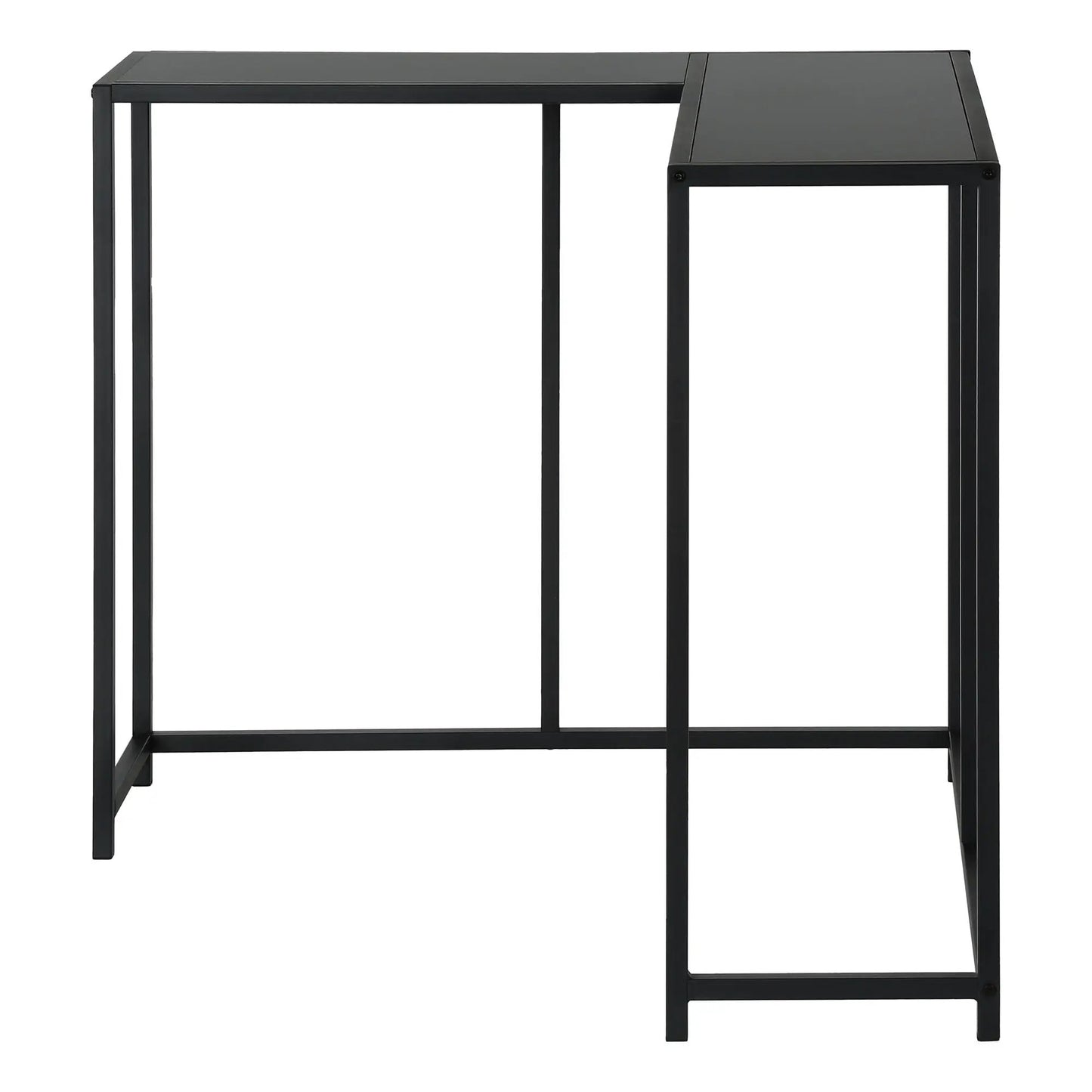 Black metal corner accent console table with L-shaped top by Unique Piece Furniture on Tampa Home & Garden Store