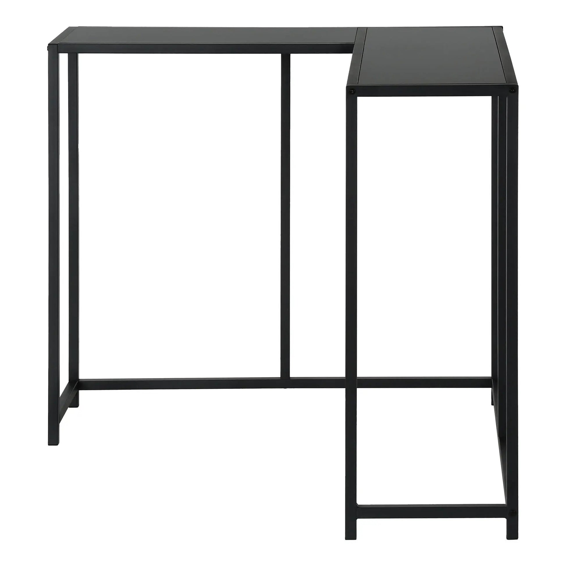 Black metal corner accent console table with L-shaped top by Unique Piece Furniture on Tampa Home & Garden Store