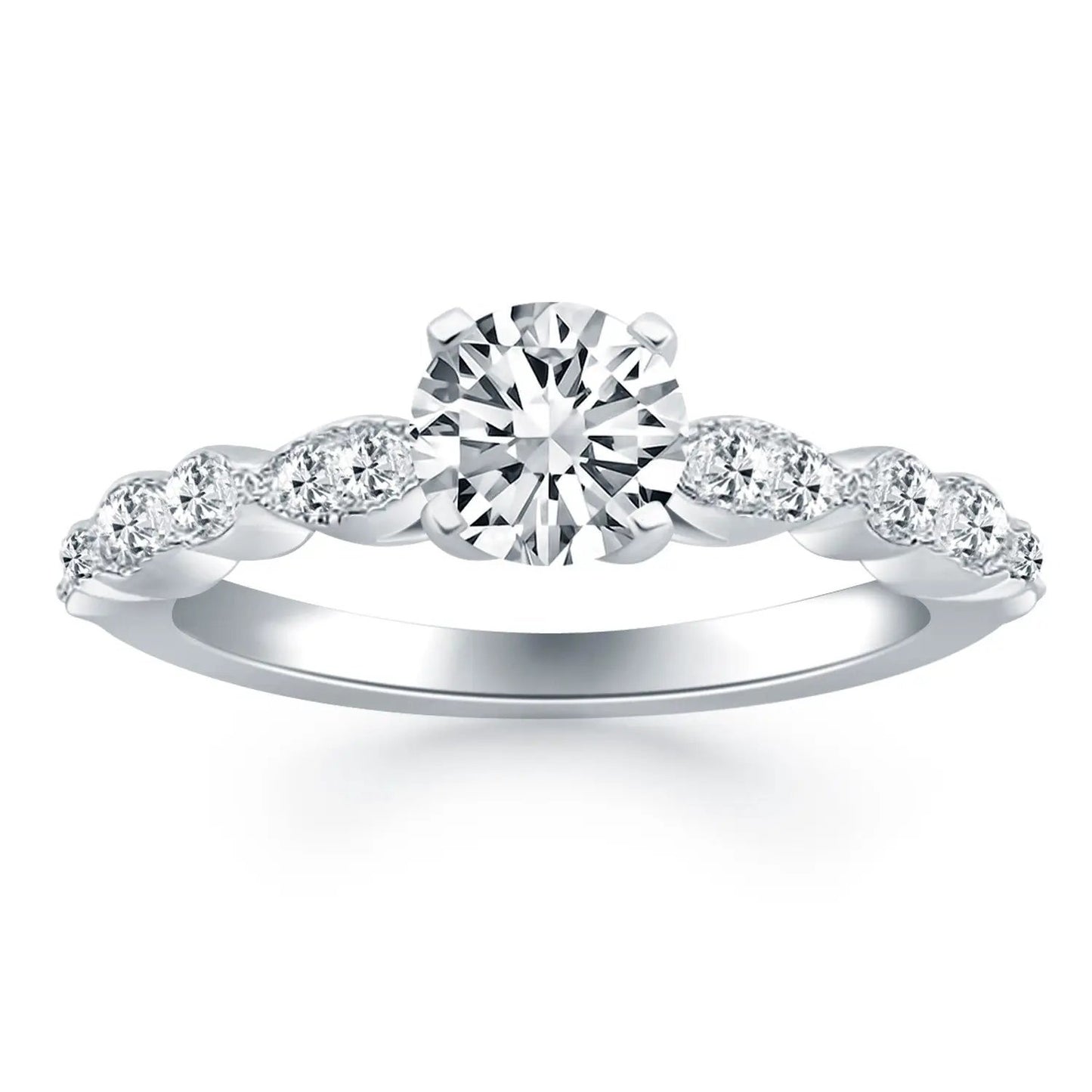 14k white gold diamond engagement ring with round center diamond and twisted band by Bids.com on Tampa Home & Garden Store