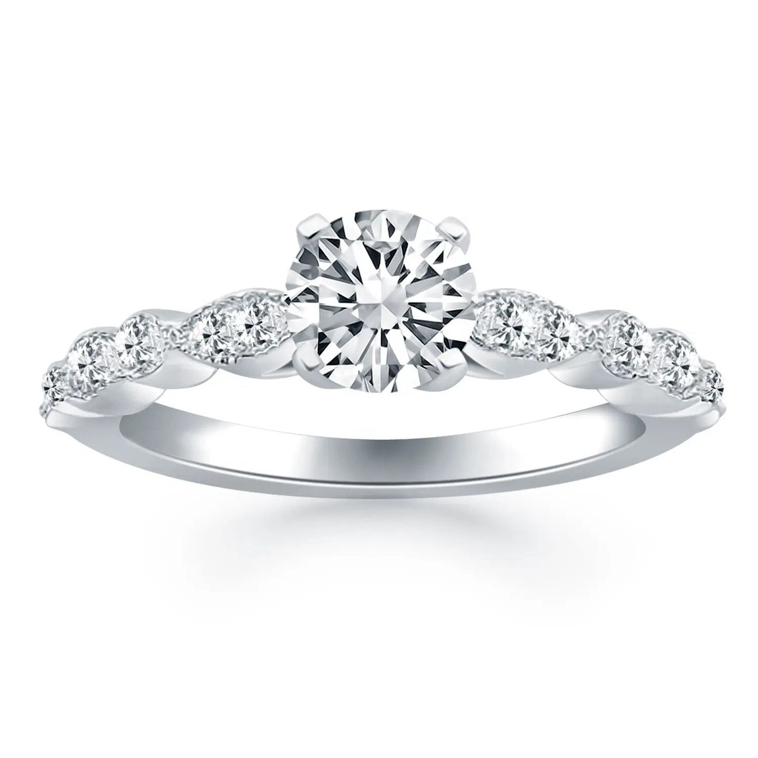 14k white gold diamond engagement ring with round center diamond and twisted band by Bids.com on Tampa Home & Garden Store