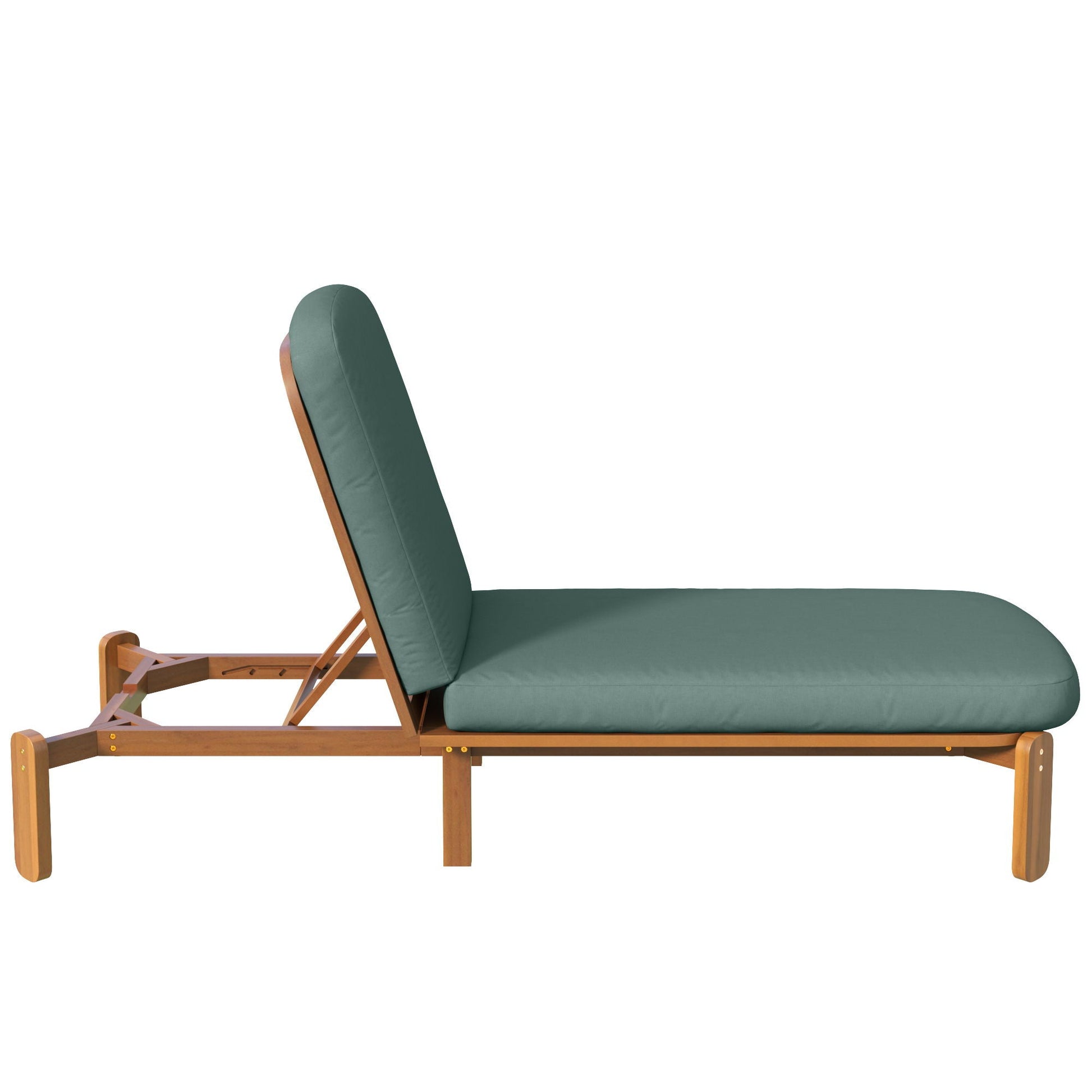 Outdoor chaise lounge by HouseOfZazla with adjustable backrest and teal cushion on wooden frame on Tampa Home & Garden Store