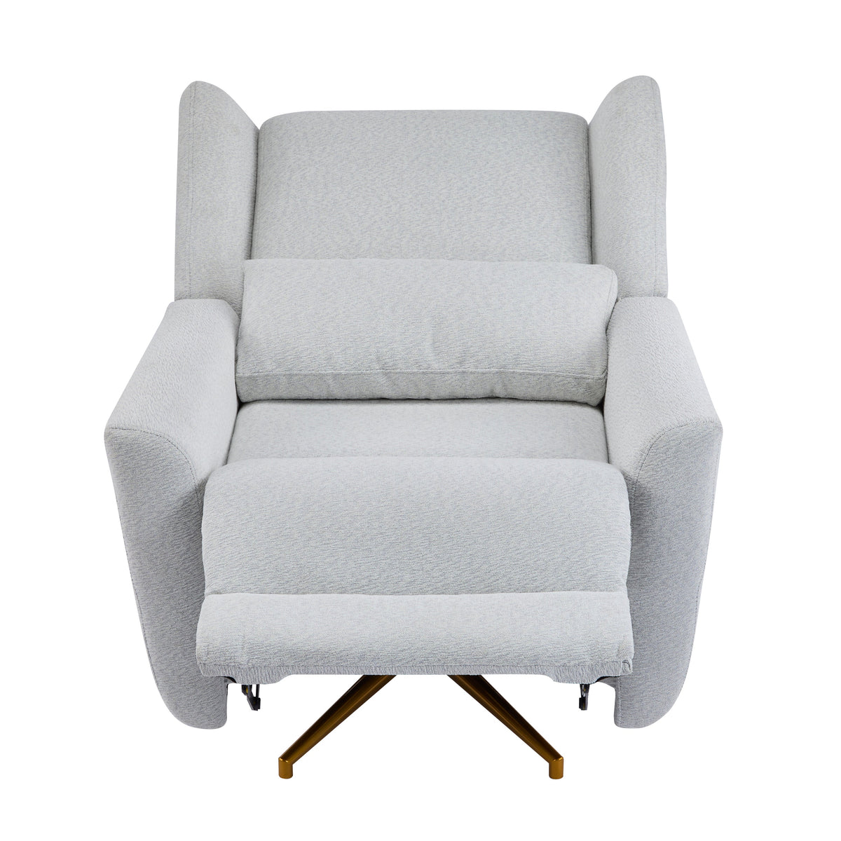Power recliner chair with 360° swivel, gray fabric upholstery and gold-tone legs HouseOfZazla on Tampa Home & Garden Store