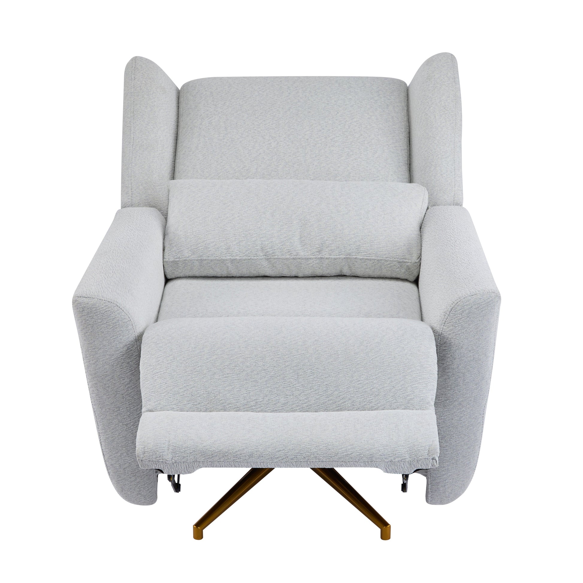 Power recliner chair with 360° swivel, gray fabric upholstery and gold-tone legs HouseOfZazla on Tampa Home & Garden Store