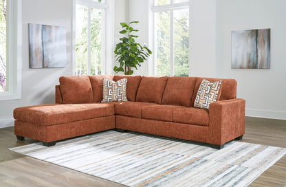 Aviemore Stationary Sectional by Unique Piece Furniture, orange textured fabric, L-shaped on Tampa Home & Garden Store