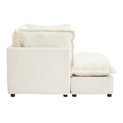 Modern Fabric Armchair with a Movable Ottoman