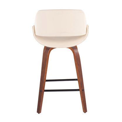 Fabrico counter stools with cream upholstery and sculpted wooden legs, set of 2 on Tampa Home & Garden Store