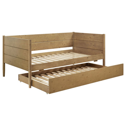 Stewart Twin Daybed with Trundle in natural wood with slatted base by HouseOfZazla on Tampa Home & Garden Store