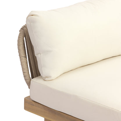 Acacia Wood Outdoor Armless Chair With A Cushion