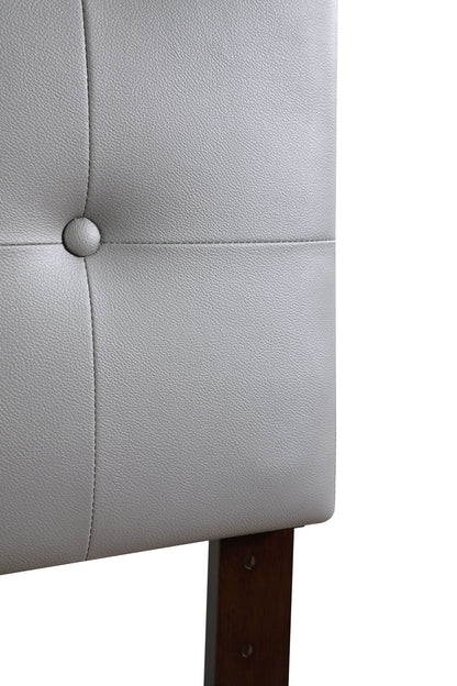 Upholstered headboard, HouseOfZazla, adjustable gray leather, leg detail on Tampa Home & Garden Store
