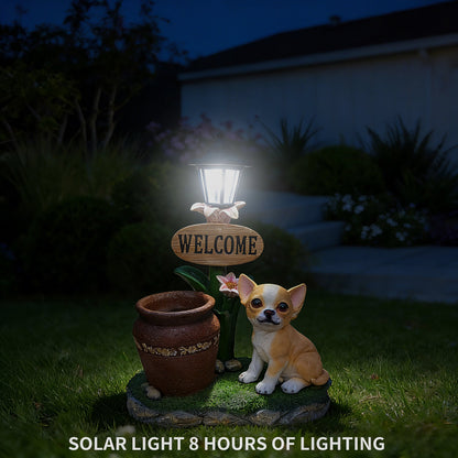 Sitting Corgi Dog Planter with glowing lantern, outdoor decor by HouseOfZazla on Tampa Home & Garden Store