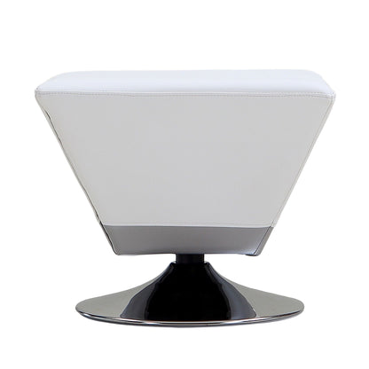 Diamond Accent Ottoman by HouseOfZazla, white faux leather top with chrome pedestal base on Tampa Home & Garden Store