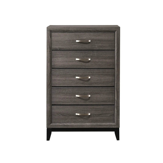 Contemporary 5 Drawer Tall Chest with Finish