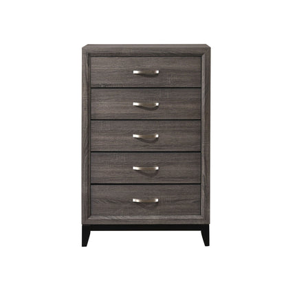 Contemporary 5-Drawer Tall Chest in dark gray woodgrain with silver handles by HouseOfZazla on Tampa Home & Garden Store