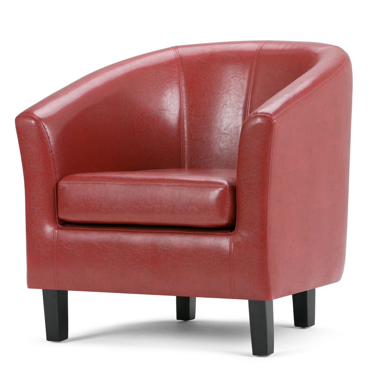 Transitional tub chair with red leather upholstery and solid black legs by HouseOfZazla on Tampa Home & Garden Store