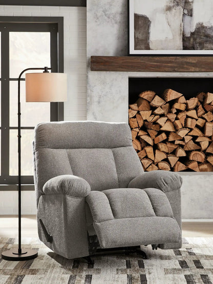 Hoyne Park Rocker Recliner in gray fabric with extended footrest by Unique Piece Furniture on Tampa Home & Garden Store