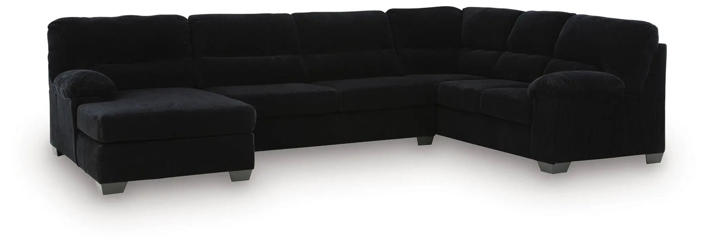 SimpleJoy - Sectional in black corduroy upholstery, L-shaped with chaise on Tampa Home & Garden Store