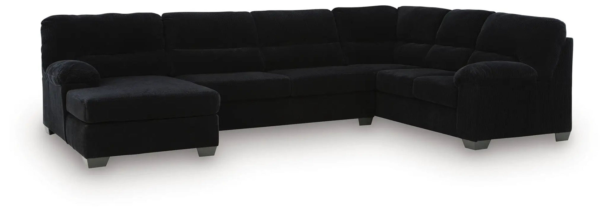 SimpleJoy - Sectional in black corduroy upholstery, L-shaped with chaise on Tampa Home & Garden Store