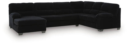 SimpleJoy - Sectional in black corduroy upholstery, L-shaped with chaise on Tampa Home & Garden Store