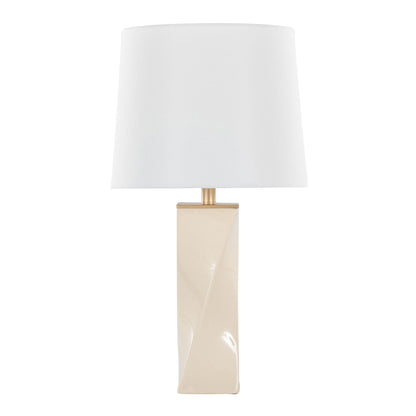 Curvo Square Table Lamp by HouseOfZazla with white shade and brass base on Tampa Home & Garden Store