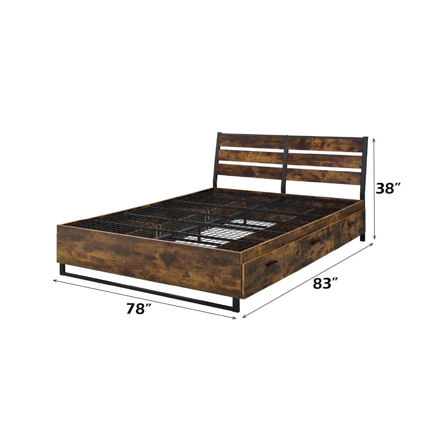 Juvanth Rustic Bed With Industrial Charm