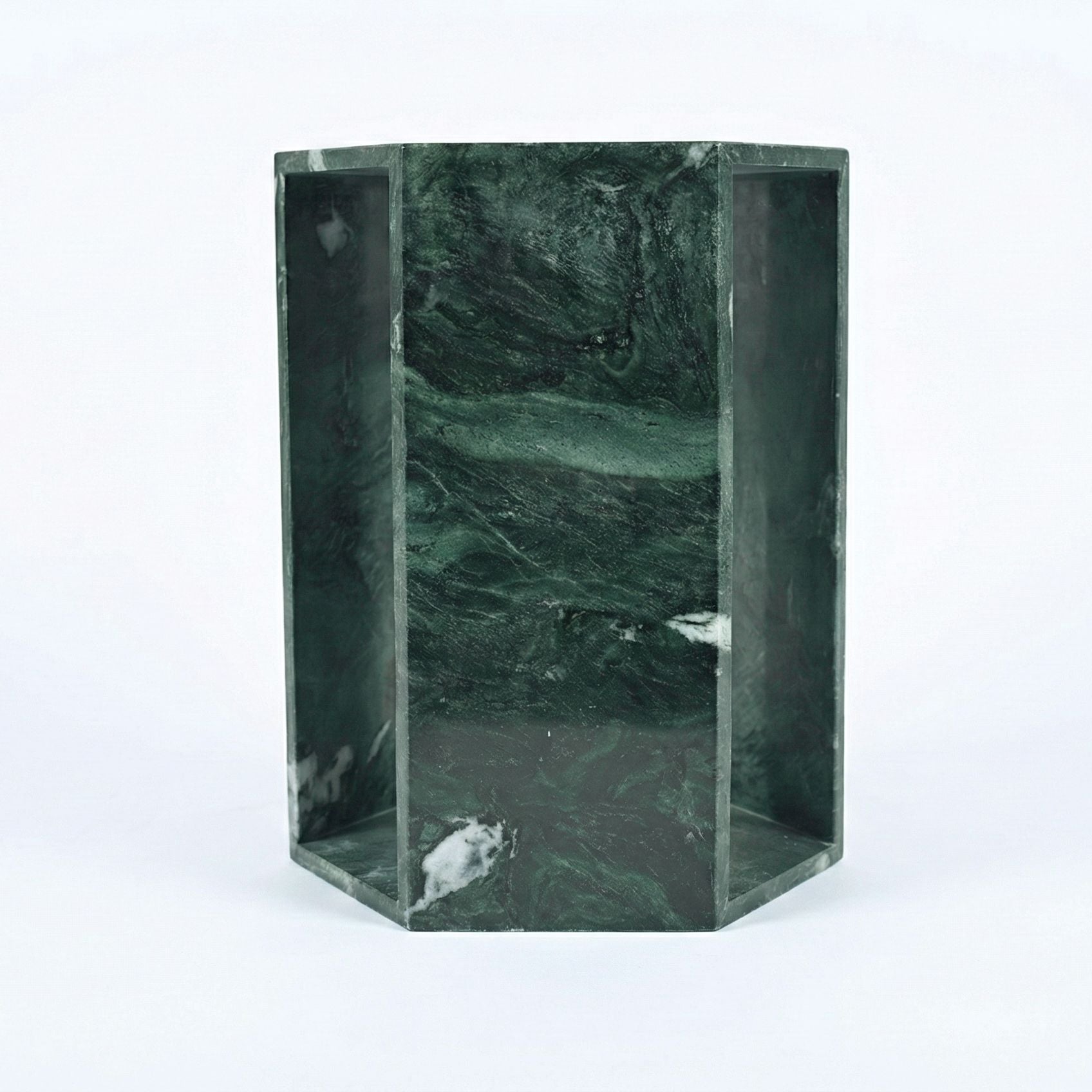 Modern Minimalist Hexagon Side Table in green marble finish by HouseOfZazla on Tampa Home & Garden Store