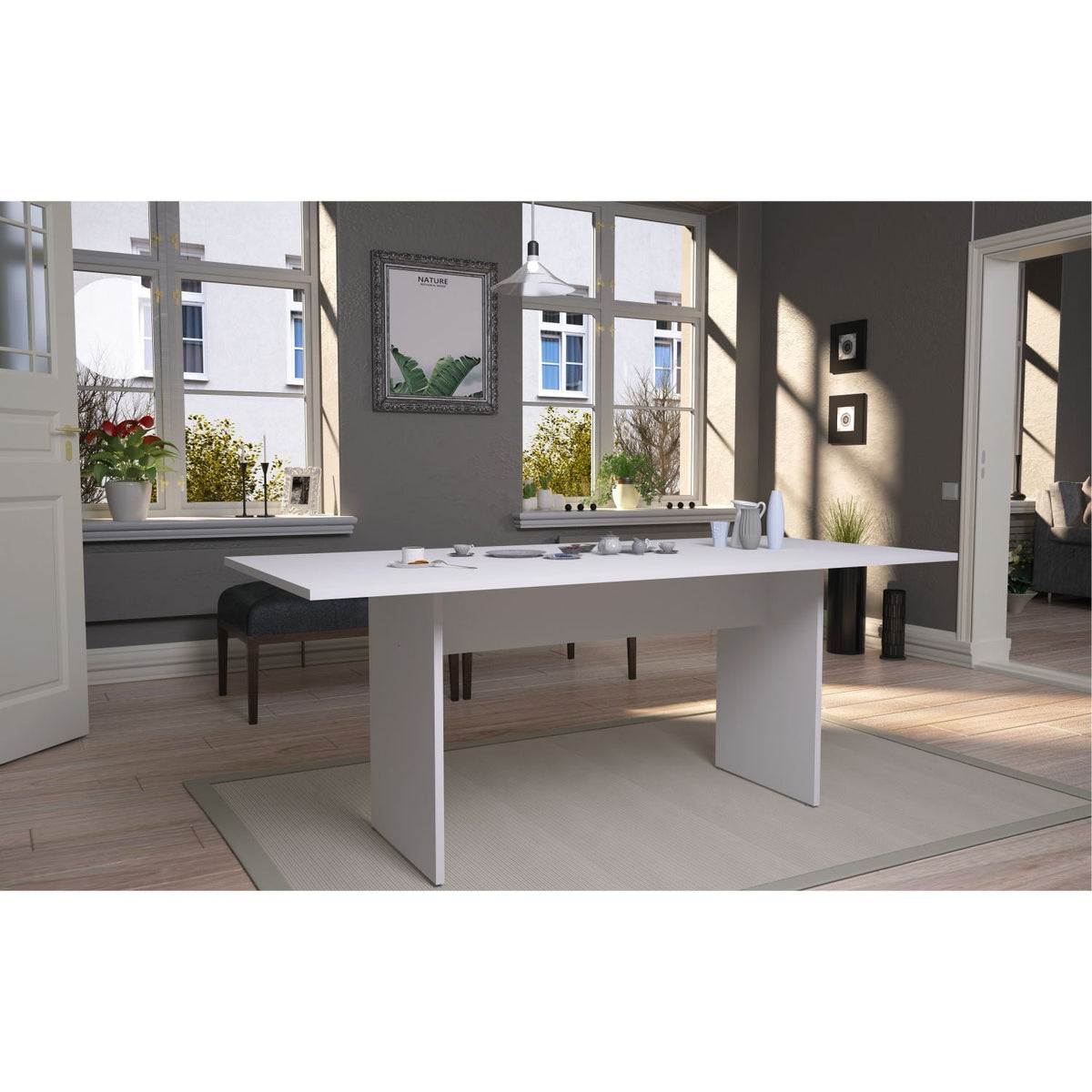 Nomad dining table white Protouch wood-grain finish, modern kitchen & dining furniture on Tampa Home & Garden Store