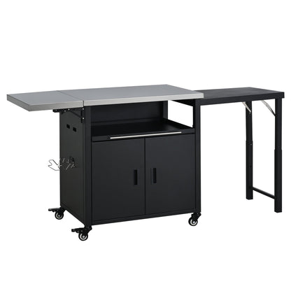 Foldable Outdoor Grill Cart and Prep Table
