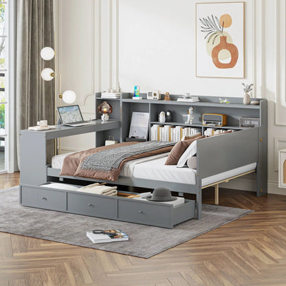 Daybed with desk and 3 drawers in gray storage bed by Unique Piece Furniture on Tampa Home & Garden Store