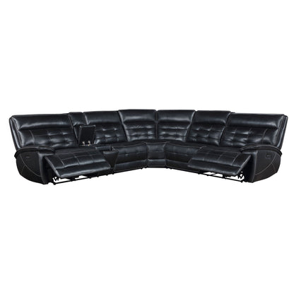 Hayden dual power reclining sectional sofa in black leather with chaise by HouseOfZazla on Tampa Home & Garden Store