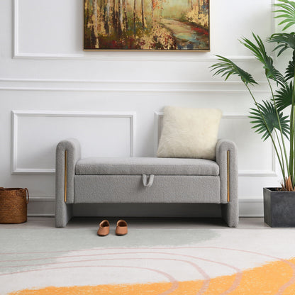 Modern Plush Teddy Bench With Storage And Seat