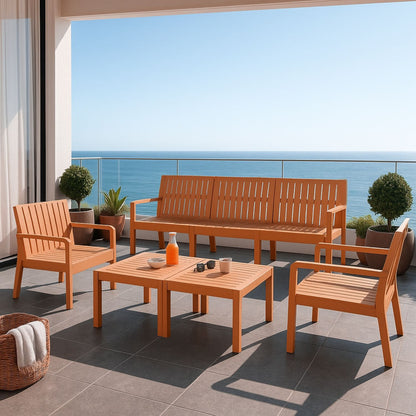 Orange waterproof 4-piece outdoor patio set with sofa and two chairs on Tampa Home & Garden Store
