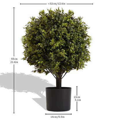 Artificial ball topiary trees in black pots, set of 2, green foliage, Unique Piece Furniture on Tampa Home & Garden Store