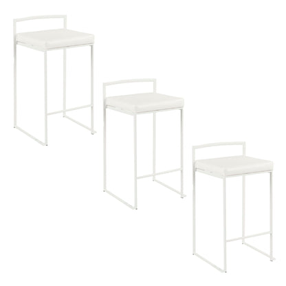 Pair of stackable counter stools with white padded seats and metal frames by HouseOfZazla on Tampa Home & Garden Store