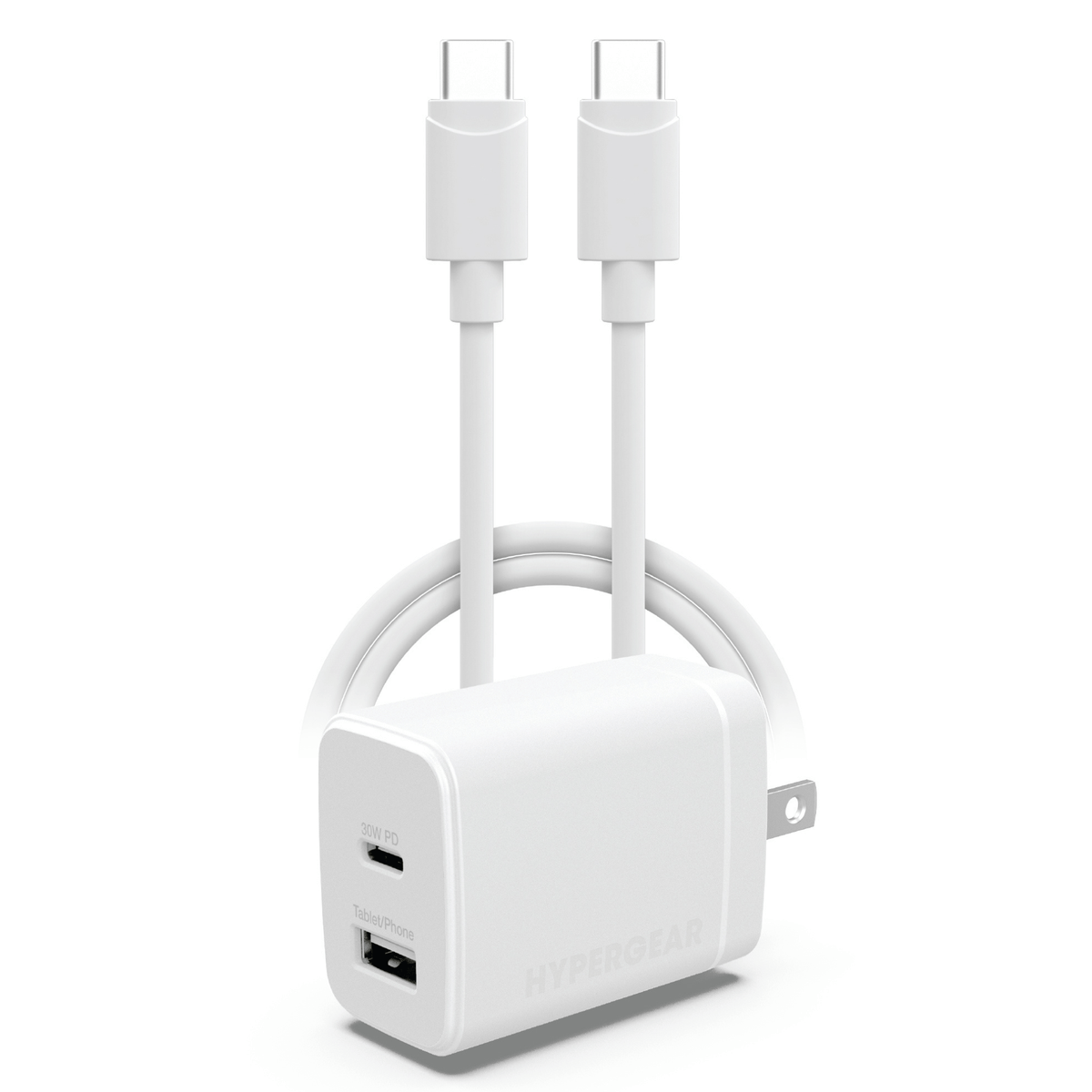 30W PD dual wall charger with USB-C to USB-C cable, white, Best Product Finds on Tampa Home & Garden Store