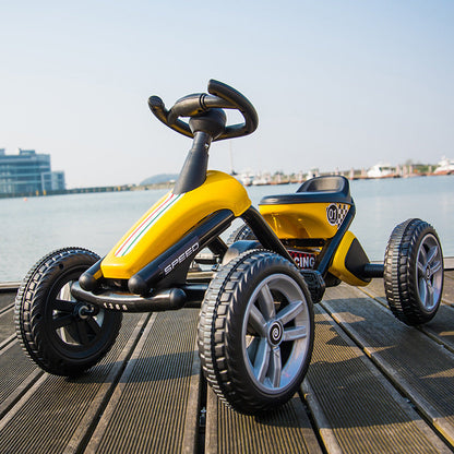 Kids' pedal go-kart yellow 4-wheel outdoor ride-on toy by UpTrend Deals on Tampa Home & Garden Store