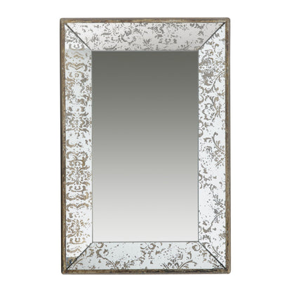 Antique rectangle mirror with distressed white floral frame and bronze trim by HouseOfZazla on Tampa Home & Garden Store