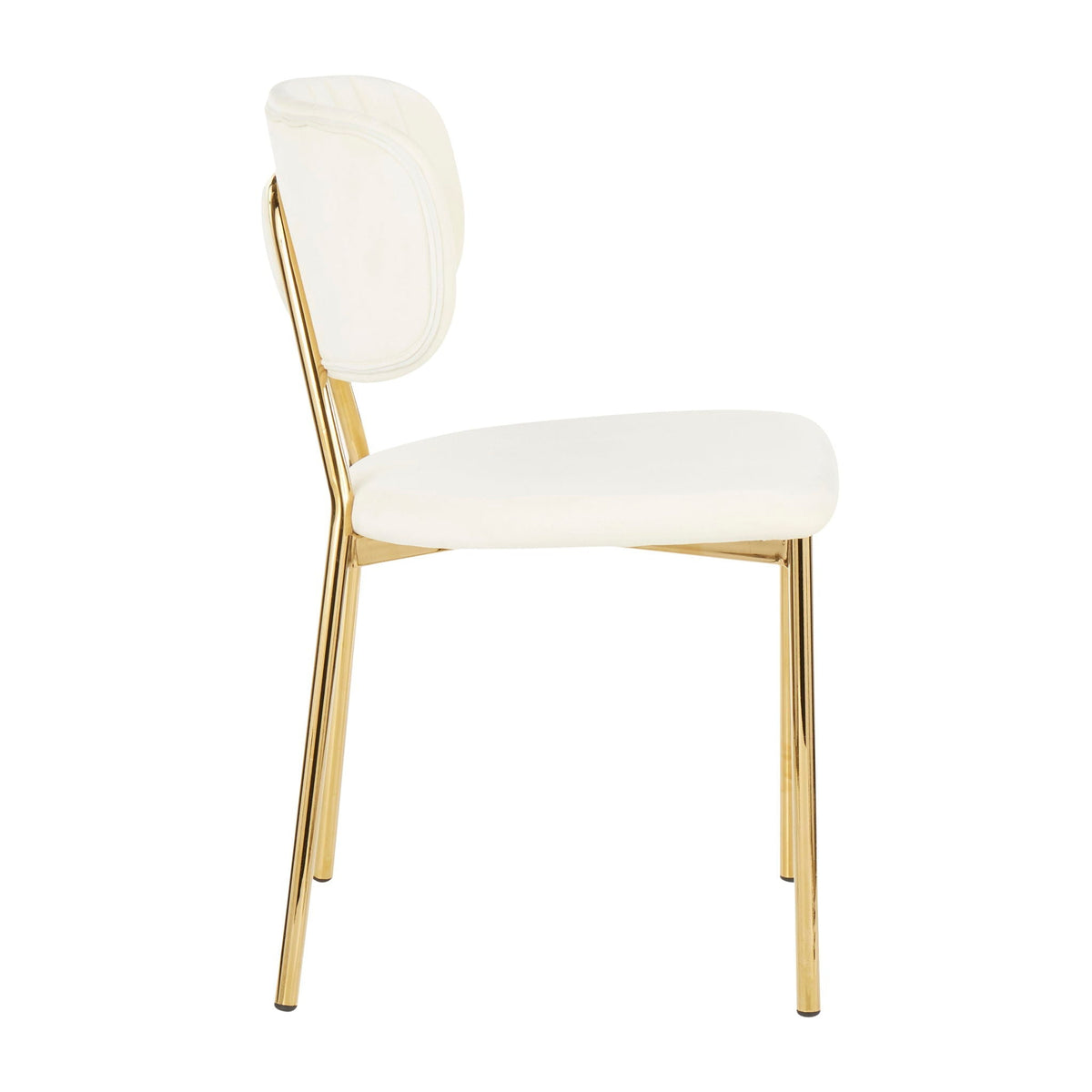 Contemporary glam chair set of 2 with tufted beige upholstery and gold legs on Tampa Home & Garden Store