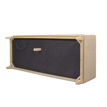 Knox Modern Farmhouse Sofa underside view with light wood frame and black panel on Tampa Home & Garden Store