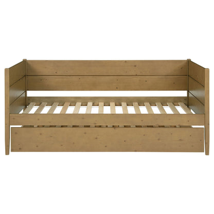 Stewart twin daybed with trundle in natural wood by HouseOfZazla with slatted base on Tampa Home & Garden Store