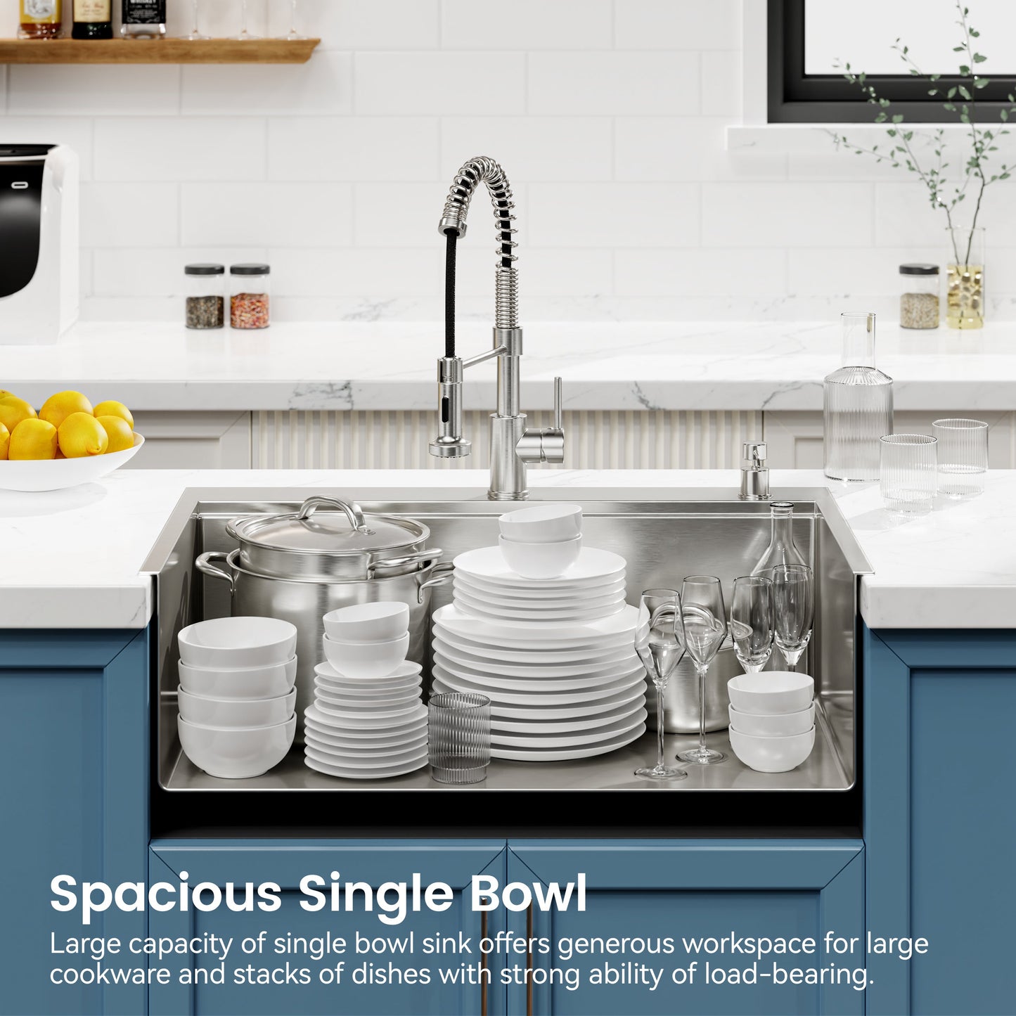 Modern Brushed Stainless Steel Single Bowl Sink