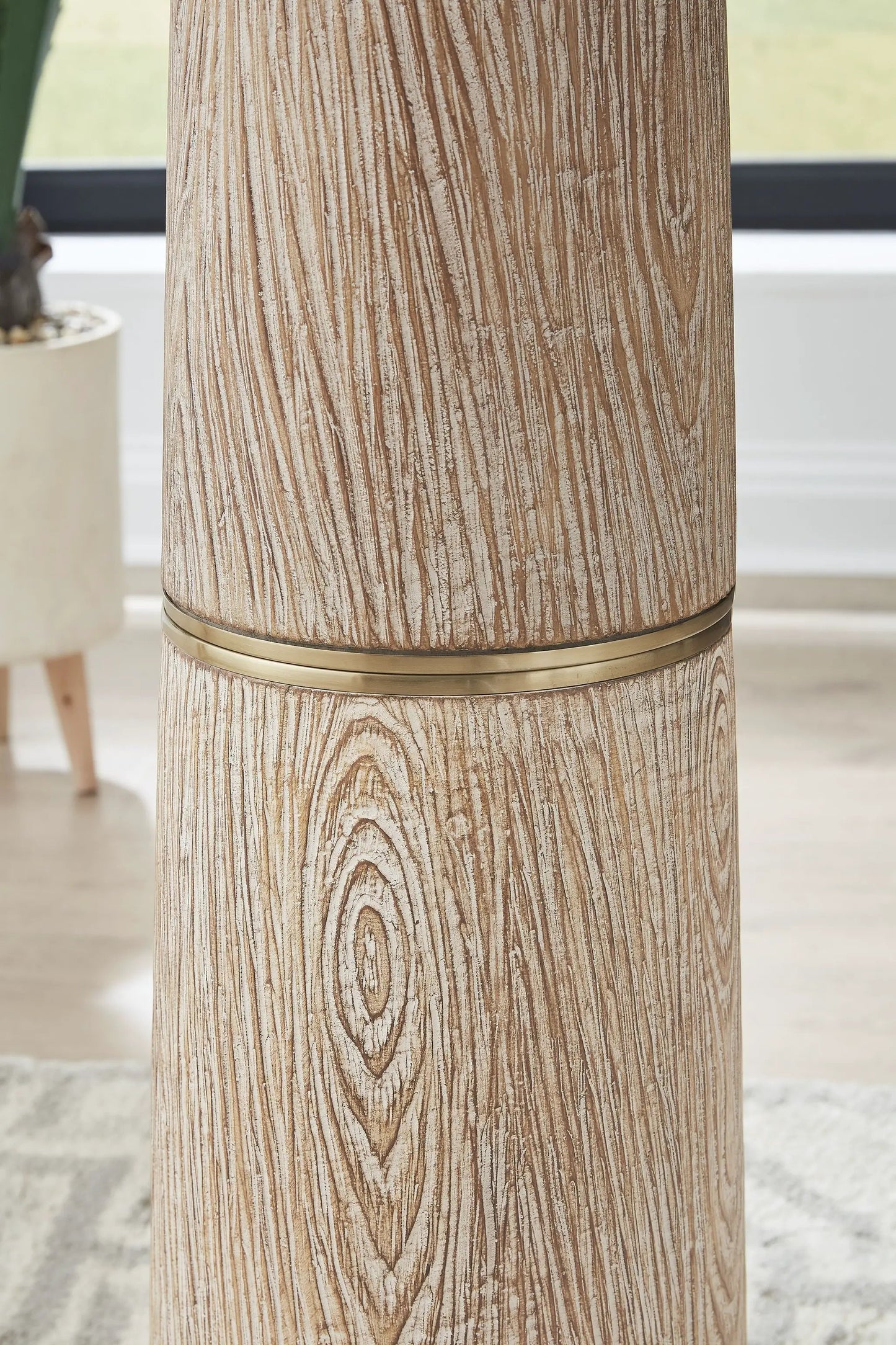 Gasparleigh Brown Gold Floor Lamp Wood and Metal