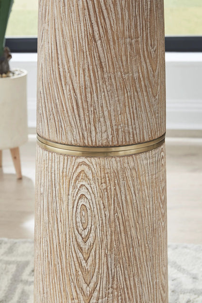 Gasparleigh Brown Gold Floor Lamp Wood and Metal