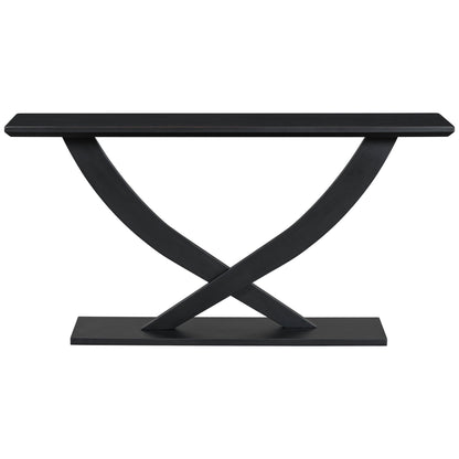 Console table black finish with cross-leg X-frame and reinforced support plate HouseOfZazla on Tampa Home & Garden Store